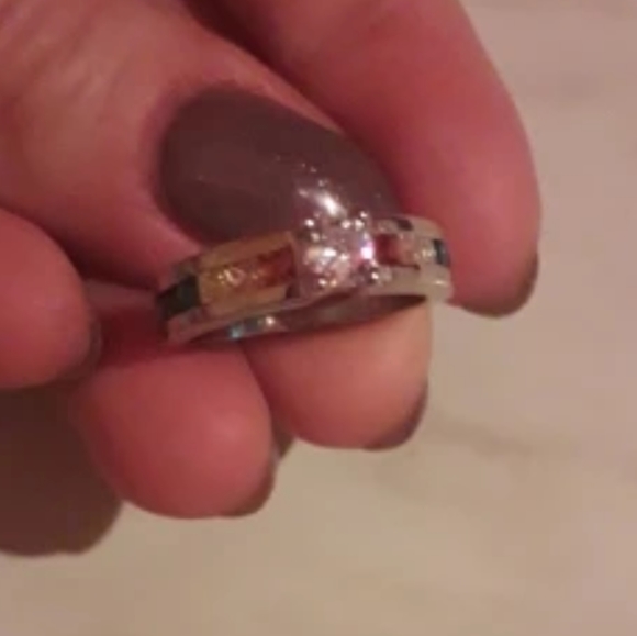 🌈NEW STERLING RAINBOW CHANNEL SET CZ RING - Picture 8 of 8